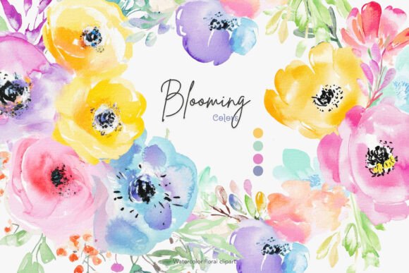Download Blooming Colors Watercolor Flowers Png - Bloom Collection