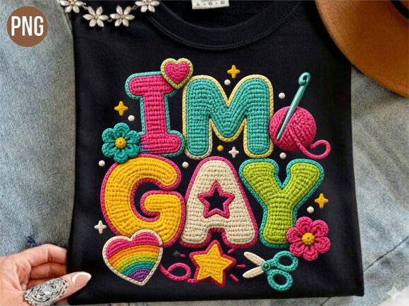 Download Im Gay Crochet Pride Rainbow PNG Tshirt - Premium Bundle