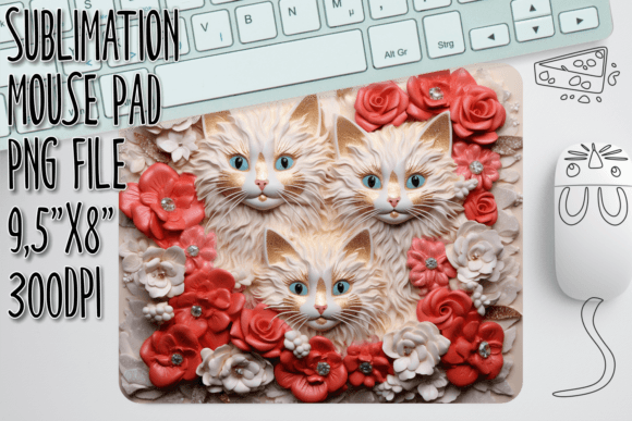 Download Kitty &amp; Blooms 3D Mouse Mat - Bloom Collection
