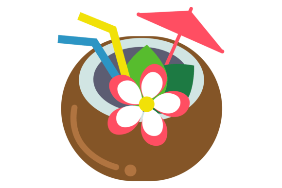 Download Coconut Cocktail Icon. Color Summer Reso - Coconut cocktail Collection