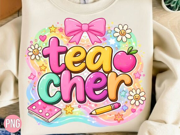 Download Rainbow Teacher Apple Bow Notebook PNG - Rainbow teacher Collection